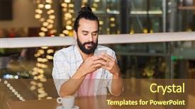  Presentation with lifestyle - PPT theme featuring mobile phone problems - leisure technology lifestyle and people background and a  colored foreground