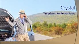  Presentation with car - Slide deck featuring mobile phone problems - senior having a problem background and a  colored foreground