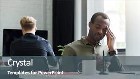  Presentation with tired - Slide set with mobile phone problems - tired afro american man having background and a ocean colored foreground