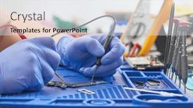  Presentation with multimeter - Slides featuring mobile-phone-repair-measuring background and a light gray colored foreground