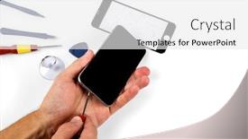  Presentation with repair - Slide deck with mobile phone repair repair smart-phone and tablet background and a white colored foreground