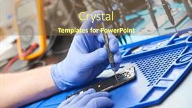  Presentation with repair - Presentation theme consisting of mobile-phone-repair-repairman-hands background and a violet colored foreground