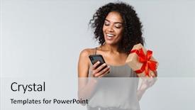  Presentation with african people boxing - Colorful presentation design enhanced with mobile phone showing gift box backdrop and a light gray colored foreground