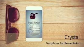  Presentation with interface - PPT theme having mobile phone technology earth - graphic interface of lawyer contact background and a coral colored foreground