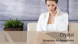  Presentation with lobby - Colorful theme enhanced with waiting in office lobby busy backdrop and a coral colored foreground