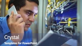  Presentation with nurse and mobile phone - Presentation theme featuring mobile phone while analyzing server background and a  colored foreground