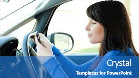  Presentation with teen driving - Theme enhanced with mobile phone while driving background and a teal colored foreground