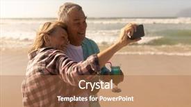  Presentation with active seniors senior couple - PPT theme consisting of mobile phone while having cocktail background and a coral colored foreground