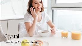  Presentation with healty - PPT layouts consisting of mobile phone while having healty background and a lemonade colored foreground