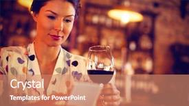  Presentation with mobile phone in woman hand - Audience pleasing PPT theme consisting of mobile phone while having wine backdrop and a coral colored foreground