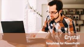  Presentation with text message - Audience pleasing PPT theme consisting of laptop computer in natural food backdrop and a coral colored foreground