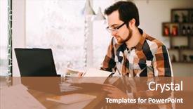  Presentation with text message - Theme featuring laptop computer in natural food background and a coral colored foreground