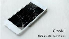  Presentation with phone - Amazing presentation theme having mobile phone with broken screen backdrop and a light gray colored foreground