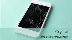  Presentation with mobile phone and germs - Colorful theme enhanced with mobile phone with broken screen backdrop and a mint green colored foreground