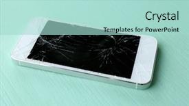  Presentation with mobile phone and germs - Slides consisting of mobile phone with broken screen background and a mint green colored foreground