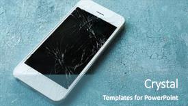  Presentation with phone - Colorful PPT theme enhanced with mobile phone with broken screen backdrop and a teal colored foreground