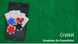  Presentation with mobile phone on car - Colorful slide set enhanced with mobile phone with casino token backdrop and a ocean colored foreground