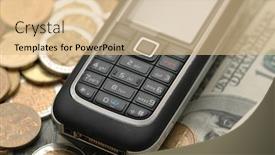  Presentation with bank - Presentation theme consisting of mobile-phone-with-coins background and a lemonade colored foreground
