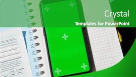  Presentation with green screen - Beautiful presentation theme featuring mobile-phone-with-green-screen backdrop and a shamrock green colored foreground