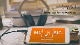  Presentation with mobile application - Audience pleasing presentation theme consisting of mobile phone with music application backdrop and a  colored foreground
