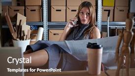  Presentation with warehouse - Beautiful slide deck featuring mobile phone with paper project backdrop and a tawny brown colored foreground