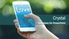  Presentation with mobile phone in woman hand - Presentation theme having mobile phone with romantic screensaver background and a  colored foreground