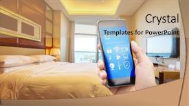  Presentation with smart home - Beautiful presentation featuring mobile phone with smart home backdrop and a coral colored foreground