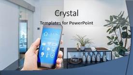  Presentation with smart home automation system - Theme with mobile phone with smart home background and a light gray colored foreground