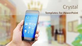  Presentation with cellar - Theme featuring mobile phone with smart home app in modern wine cellar background and a lemonade colored foreground