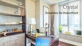  Presentation with study - PPT layouts having mobile phone with smart home app in modern study background and a soft green colored foreground