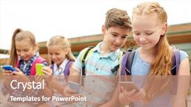  Presentation with people mobile technology - Cool new slides with mobile phones - primary education friendship childhood technology backdrop and a coral colored foreground