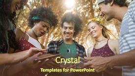  Presentation with friends - PPT layouts featuring mobile phones together against tree background and a  colored foreground