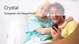  Presentation with radiation - Cool new PPT theme with mobile radiation - husband looking after wife backdrop and a  colored foreground