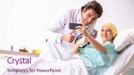  Presentation with radiation - Cool new PPT layouts with mobile radiation - young handsome doctor visiting female backdrop and a sky blue colored foreground