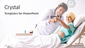  Presentation with doctor visiting family - Cool new PPT theme with mobile radiation - young handsome doctor visiting female backdrop and a pink colored foreground