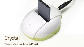  Presentation with battery - Amazing PPT theme having mobile recharge - handset battery on charger backdrop and a cream colored foreground
