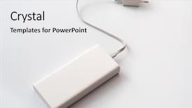  Presentation with power bank - Amazing presentation theme having mobile recharge - power bank with cable backdrop and a white colored foreground