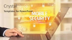  Presentation with data protection - Slides consisting of mobile-security-inscription-on-laptop background and a blonde colored foreground