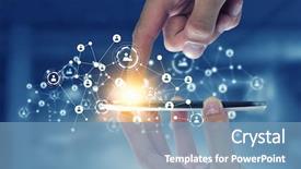  Presentation with connecting people - Audience pleasing slides consisting of networking internet - devices connecting people mixed media backdrop and a teal colored foreground