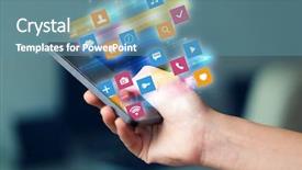  Presentation with colorful - Beautiful slides featuring colorful fast moving application icons backdrop and a teal colored foreground