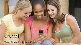  Presentation with teenage - Cool new presentation design with mobile store - teenage girls texting backdrop and a  colored foreground