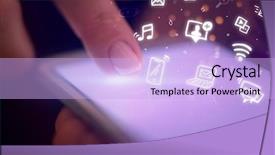  Presentation with hologram - Cool new presentation theme with mobile synchrinization - finger touching phone with hologram backdrop and a light blue colored foreground