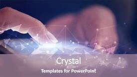  Presentation with vanet network - Presentation theme featuring mobile synchrinization - finger touching phone with human background and a gray colored foreground