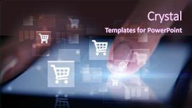  Presentation with online shopping - Audience pleasing presentation consisting of mobile synchrinization - finger touching phone with online backdrop and a tawny brown colored foreground