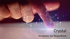  Presentation with networking world globalization global business - Presentation featuring mobile synchrinization - finger touching tablet with global background and a mint green colored foreground