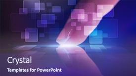  Presentation with finger - Audience pleasing presentation theme consisting of mobile synchrinization - finger touching tablet with identification backdrop and a violet colored foreground