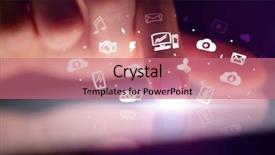  Presentation with tablets wood table tablet white - Beautiful presentation theme featuring mobile synchrinization - finger touching tablet with white backdrop and a coral colored foreground