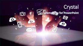  Presentation with mobile application - Amazing presentation having mobile synchrinization - finger touching tablet with white backdrop and a wine colored foreground