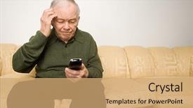  Presentation with statistical process control - Presentation theme enhanced with mobile technology nurses - confused elderly man with remote background and a coral colored foreground