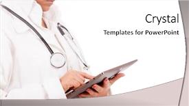  Presentation with female reproductive organ - Beautiful PPT theme featuring mobile technology nurses - female doctor with tablet pc backdrop and a  colored foreground